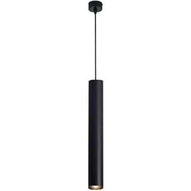 Imagem de 5w Preto Cabeça Única Pendurado Lâmpada Longo Tubo Lustre Luz Alumínio Longo Tubo Lustre Moderno Led Pingente Cilíndrico Luz De Suspensão Lustre De Teto Quarto, 5, 5.5 * 40cm, White Light