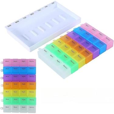 Imagem de Porta Comprimido 4 semanal Organizador Portátil 28 Compartimentos De Comprimidos Para Viagem(KIT 2 UNIDADES)