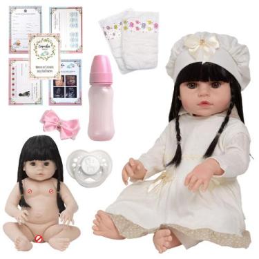 Imagem de Bebe Tipo Reborn Morena Fofa Corpo de Vinil Pode Dar Banho - Cegonha R