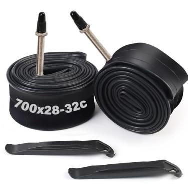 Imagem de LotFancy 2 peças de tubo de bicicleta de 61 cm, válvula Schrader (32 mm), bicicleta resistente a espinhos para mountain bike, cruiser, bicicleta infantil, com 2 alavancas de pneu de plástico de nylon, 24" x 1.75/1.95