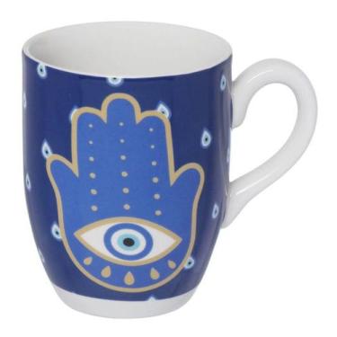Imagem de Caneca Proteção em Porcelana Azul e Branca 350ml - Hausktaft