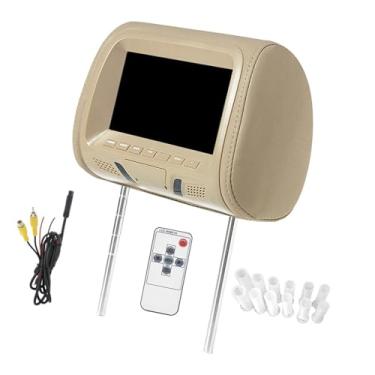 Imagem de predolo de encosto de cabeça de carro com tela de 7 polegadas, display AV DC12V, acessórios pretos, tela LCD para banco traseiro, Bege Sem Zíper