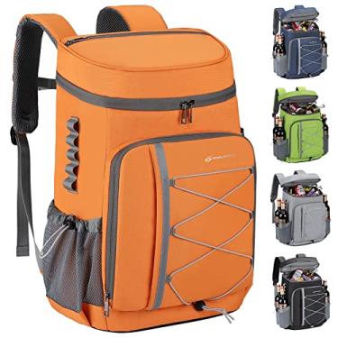 Imagem de Maelstrom Mochila térmica de 35 latas à prova de vazamento, bolsa térmica térmica térmica, praia/acampamento, mochila de gelo para viagens, compras, caiaque, pesca, caminhadas, laranja