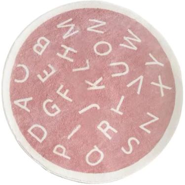 Imagem de B Tapete De Área Redondo Abc De Pelúcia Macia, Tapete De Chão Antiderrapante Para Quarto De Crianças Aprendendo Jogo Tapete Para Sala De Aula Lavável, C, Diameter:140cm