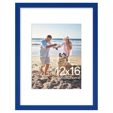Imagem de decorUhome Moldura para fotos de 30 x 40 cm, certificado de 21 x 28 cm com tapete ou pôster de 30 x 40 cm sem tapete, moldura para fotos de parede, azul royal, 1 pacote