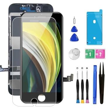 Imagem de Para iPhone SE tela de substituição preta com câmera frontal + fone de ouvido + alto-falante, visor LCD Bsz4uov, digitalizador de tela sensível ao toque compatível com iPhone 5SE para modelo A1723, A1662, A1724, com kit de ferramentas de reparo