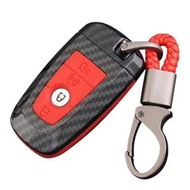 Imagem de Capa de chave Ontto para Ford Smart com chaveiro e chaveiro com compartimento remoto, evita arranhões e quedas para Ford Mondeo Mustang Edgeontto vermelho kn-897