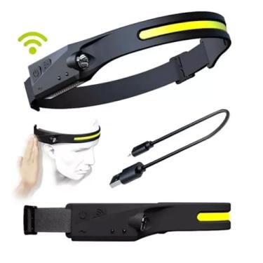 Imagem de Lanterna de Cabeça LED 350 Lúmens, Recarregável USB-C, com Sensor de Movimento, à Prova de Respingo