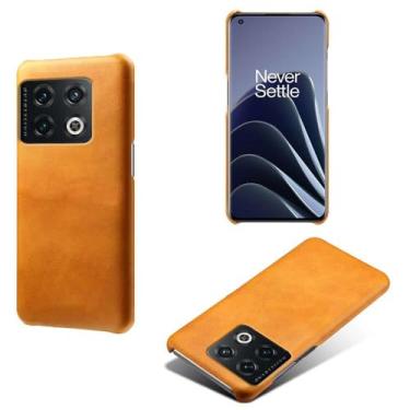 Imagem de Capa para Oneplus 10 PRO,Proteção contra quedas,Casca de volta de cor sólida simples,Design de couro de imitação de plástico-Orange
