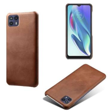 Imagem de Capa para MOTO G50 5G,Proteção contra quedas,Casca de volta de cor sólida simples,Design de couro de imitação de plástico-Brown