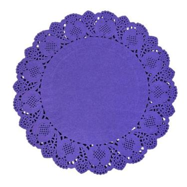 Imagem de Doilies toalha de papel rendado Redondo Roxo 34,5cm 52un - TodaTreco