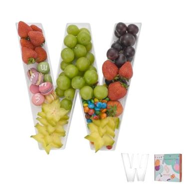 Imagem de Bandeja de charcutaria de acrílico com letras e números de 28 cm – Caixa de alfabeto reutilizável preenchível para doces, lanches, cupcakes – Travessa de servir para aniversário, casamento, festa de
