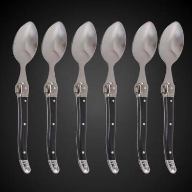 Imagem de Jogo De Colheres Laguiole Para Sobremesa 6 Artigos Em Bandeja De Madei