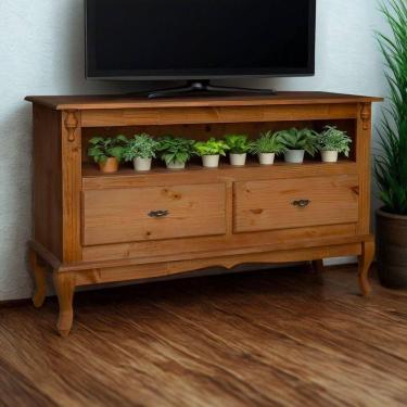 Imagem de Rack Para Tv 45 Polegadas 2 Gavetas Nicho E Pés Luiz Xv - Imbuia Glazer