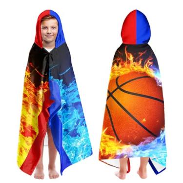 Imagem de Toalhas de praia grandes com capuz para meninos de 7 a 10 anos, tema de base, toalhas de banho com capuz para crianças, adolescentes, 89 x 152 cm, secagem rápida, azul escuro, toalhas infantis para