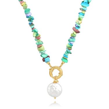 Imagem de CANEVINKA Colar feminino com pingente de moeda de ouro 18K com bússola delicada e girassol, corrente personalizada, joia em camadas, Banhado a ouro, Turquesa