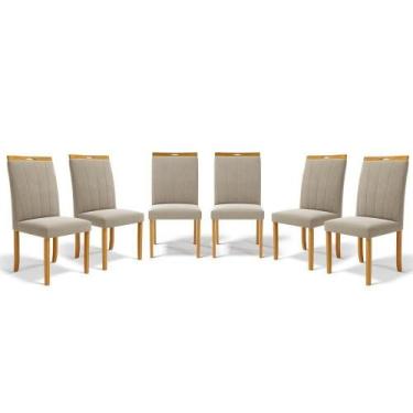 Imagem de Kit Com 6 Cadeiras Aurora Madeira Maciça Estofadas Para Mesa De Jantar