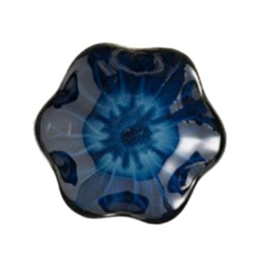 Imagem de UGPLM Tigela para chaves, suporte para colheres em formato de flor, descanso para colheres, prato para anéis, bandeja de cerâmica para bugigangas para, Azul Profundo