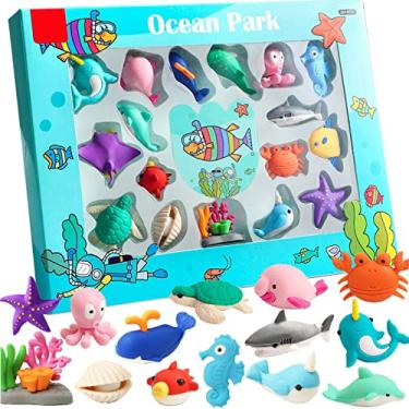 Imagem de Borrachas de animais de estimação de mesa para crianças borrachas de lápis de animais de estimação borrachas para desmontar brinquedos para presentes de festa de aniversário de Natal, animais marinhos