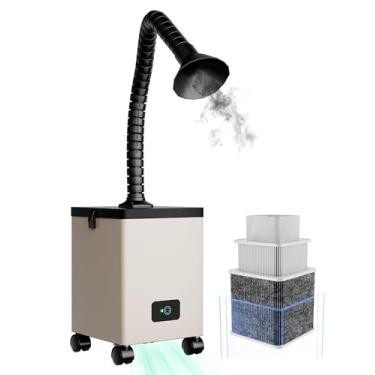 Imagem de OMTech Extrator de fumaça XF-180 com filtro de ar de 3 estágios, absorvente e purificador de fumaça com rodas, purificador de ar de 80 W para cortadores a laser, gravadores, estações de solda
