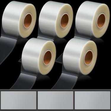 Imagem de Zonon 5 rolos, 2.500 peças, protetores de etiquetas transparentes de 10 x 5 cm, selos de wafer, etiquetas impermeáveis para proteger códigos de barras, lombada de livros, impressão, envelopes, números