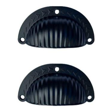 Imagem de 2 Puxador Concha Preto Colonial Torino Para Gavetas Armário Móveis - C