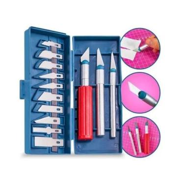 Imagem de Kit Estilete Precisão P/ Patchwork Scrapbook Artesanato 16pç - lanmax