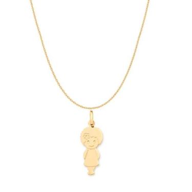 Imagem de Colar Rommanel Banhado Ouro Pingente Menino Com Pernas Cruzadas 42cm