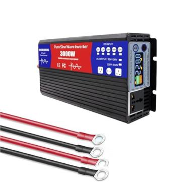 Imagem de 24v to 220v,Inversor de onda senoidal pura de 3000W, Inversor Solar Off-Grid, Conversor 24V DC para 110V / 220V AC, com tomadas AC e Display LCD para Home RV Truck