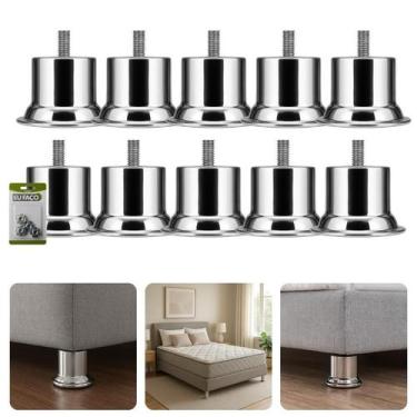 Imagem de Kit Com 10 Pés 5cm Rosca Máquina 5 16 Móveis Pesados Cama Box Concreto