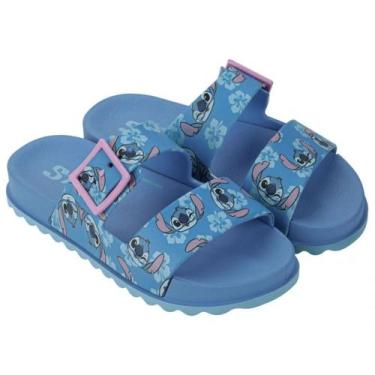Imagem de Chinelo Do Stitch Infantil Slide Grendene Kids Menina, Azul, 30