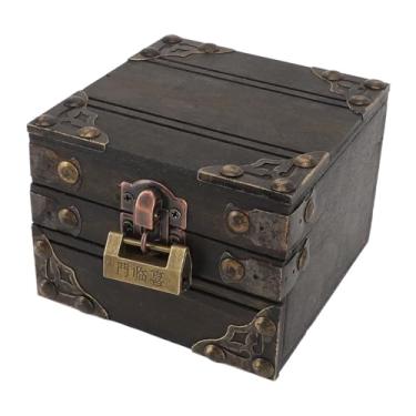 Imagem de Zerodis Jóias de Jóias de Madeira Caixas de Caixa de Bugigangas de Madeira Com Bloqueio de Metal Coleta de de Joias Bracelets Colar de Colar de Armazenamento de Armazenamento de de de baú de