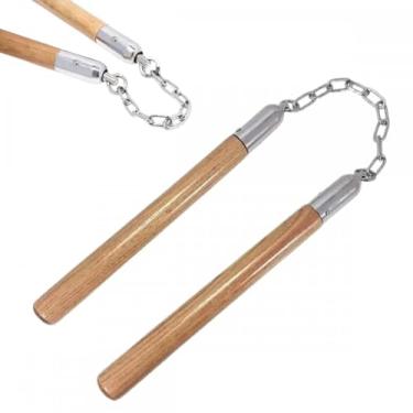 Imagem de Nunchaku de Madeira com Rolamento, Artes Marciais, Marrom, Para Kung Fu e Karatê, Equipamento de Treino Profissional