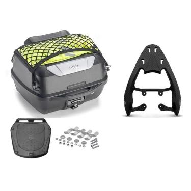 Imagem de Kit Baú Moto 43L Monolock Adventure Givi E43nbr + Bagageiro Cg 125 150 160 2014 A 2023 Spto526 Scam