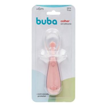 Imagem de Colher De Escudo Protetor Bebê Buba Silicone, Rosa