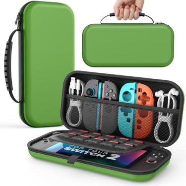 Imagem de MoKo Carrying Case for Nintendo Switch 2(2025), Protective Hard Shell Portable Travel Carry Case holds 10 Cartridges with Pockets for Switch 2 Accessories and Games, Green