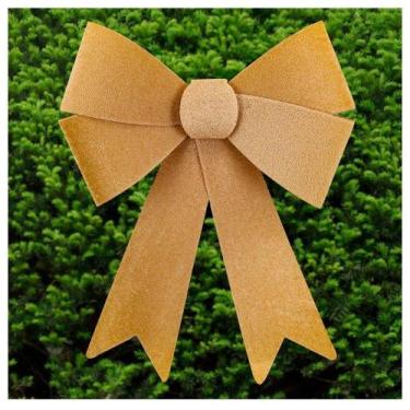 Imagem de Kit 6 Enfeites árvore Natal Laço Dourado Veludo 27cm - Gici Christmas