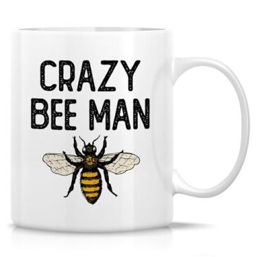 Imagem de Retreez Caneca engraçada para pai apicultor - Caneca Crazy Bee Man - Copo de café de cerâmica de 325 ml - Presente bem-humorado de apicultura para pai, amante de abelha - aniversário, dia dos pais