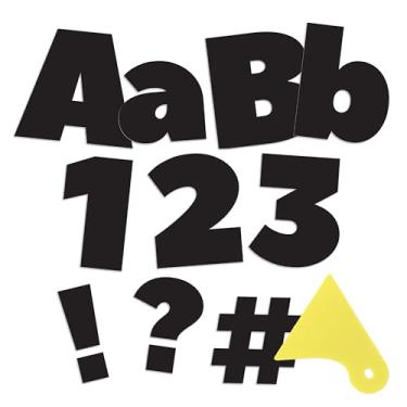 Imagem de Hugge Home Adesivos pretos de letras de vinil de 10 cm, 242 peças de alfabeto maiúsculo e minúsculo, números e símbolos, adesivo pré-capinado, à prova d'água e resistente a UV para bricolage, festa