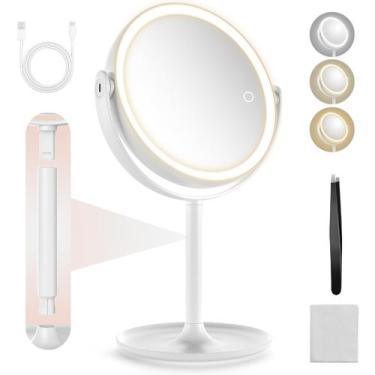 Imagem de Espelho de aumento Loksengtech 1X/10X com luz recarregável de 8,6 pole