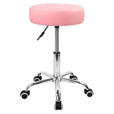 Imagem de Cadeira de banqueta rolante KKTONER redonda de couro PU ajustável em a