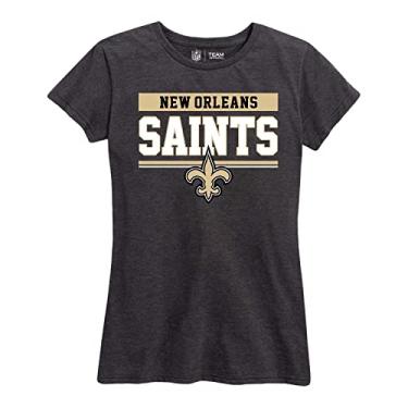 Imagem de Camiseta feminina NFL de ajuste relaxado, roupa de futebol, camiseta de manga curta sem etiqueta (New Orleans Saints - preta, feminina média)