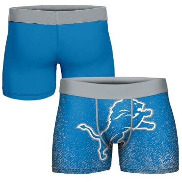 Imagem de FOCO Cueca boxer masculina NFL oficialmente licenciada pela cor do time com logotipo primário para fãs de futebol - Detroit Lions - Grande