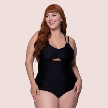 Imagem de Maiô Selene Plus Size Regata Clássico Verão Alcinha, Preto, XXXG