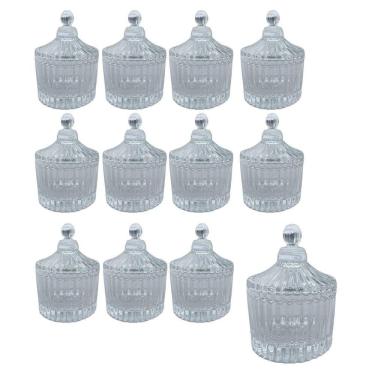 Imagem de Kit 12 Mini Potiche Pote Bomboniere Baleiro De Vidro Velas