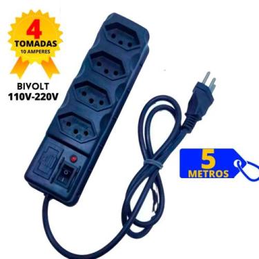 Imagem de Filtro de Linha Régua 3, 4, 5 e 6 Tomadas Cabo PP 3 Metros e 5 Metros 