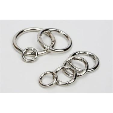 Imagem de Fecho De Mola Redonda 10pcs Círculo O-ring Fivela De Mola De Metal Chaveiro Loop Aberto Bolsa De Couro Acessórios De Hardware Ganchos Corrente De Cachorro Fecho De Pressão, Silver, Outer diameter 25mm