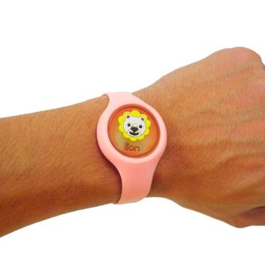 Imagem de Pulseira Relogio Infantil Anti Mosquito Repelente Figurinhas Rosa