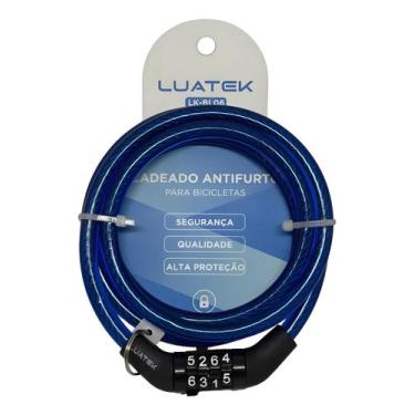 Imagem de Cadeado Antifurto Bicicleta Senha 4 Dígitos Luatek LK-BL06, Azul