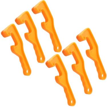 Imagem de Moicstiy Abridor de tampa de balde de plástico de 6 peças, ferramenta de chave de lata de tinta de 5 galões, removedor de tampa de fácil aderência para uso industrial doméstico (laranja)